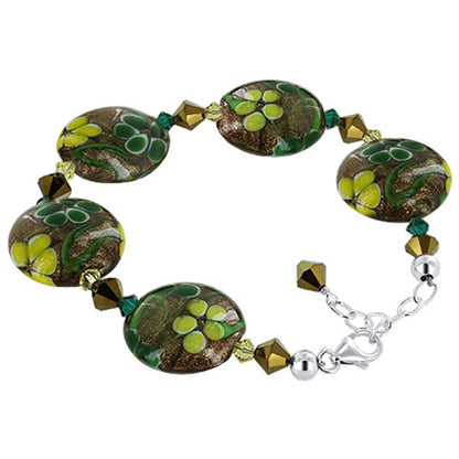 Sterling Silver Glass Multicolor Austrian Crystals Bracelet 7.5 to 8.5 inch - Gem Avenue