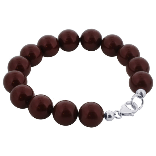 Red Austrian Faux Pearl & 925 Sterling Silver Bracelet - Gem Avenue