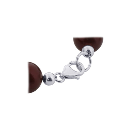 Red Austrian Faux Pearl & 925 Sterling Silver Bracelet - Gem Avenue
