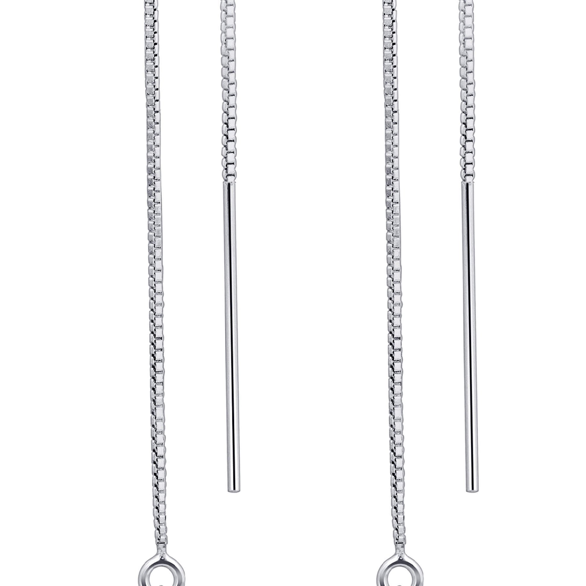 Pearl Threader String Austrian Crystals 925 Sterling Silver Earrings - Gem Avenue