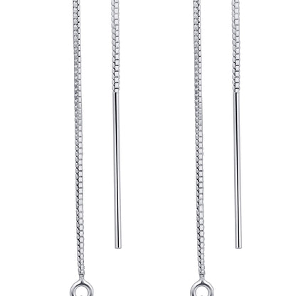 Pearl Threader String Austrian Crystals 925 Sterling Silver Earrings - Gem Avenue