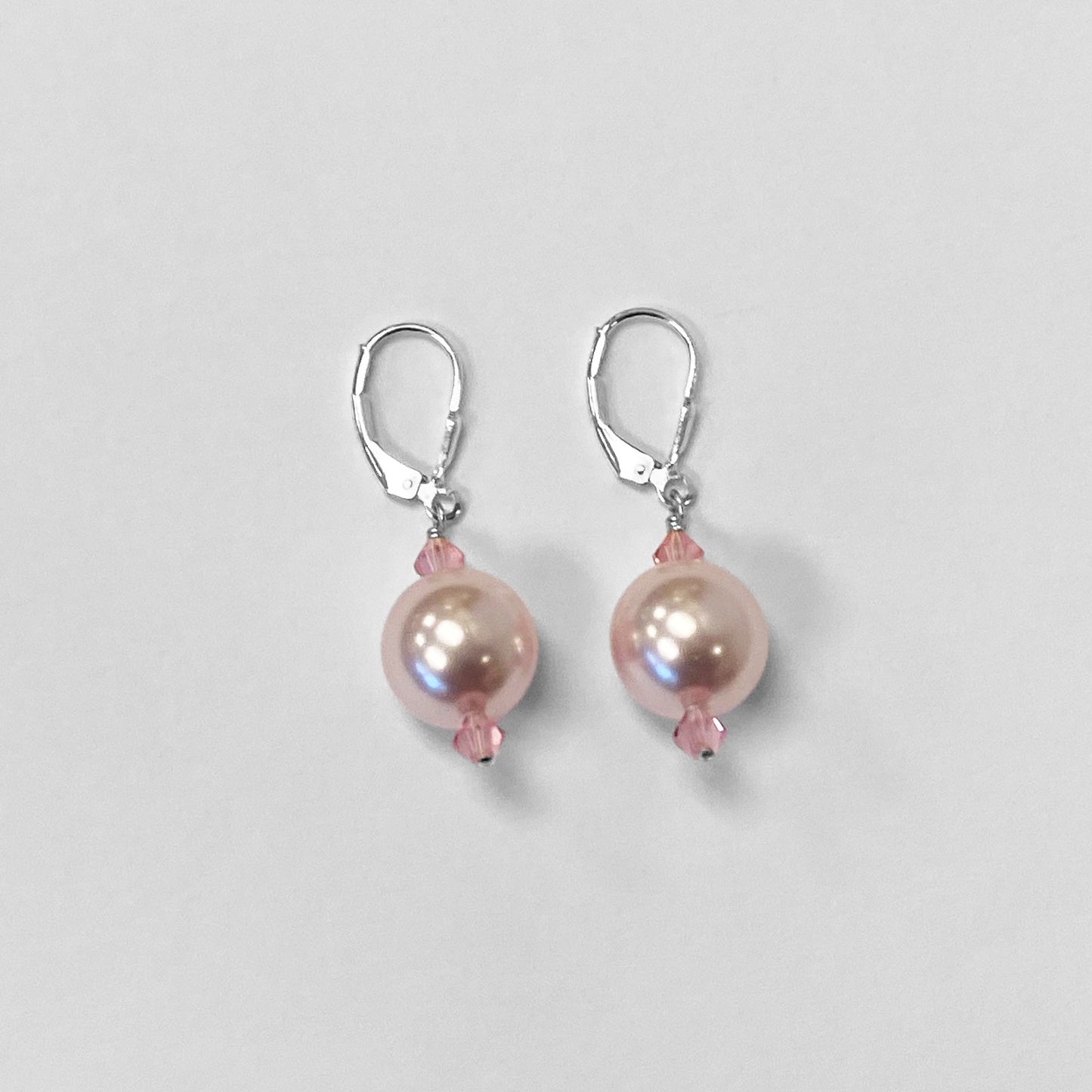 .925 Sterling Silver Drop Earrings with Pearl and Austrian Crystals