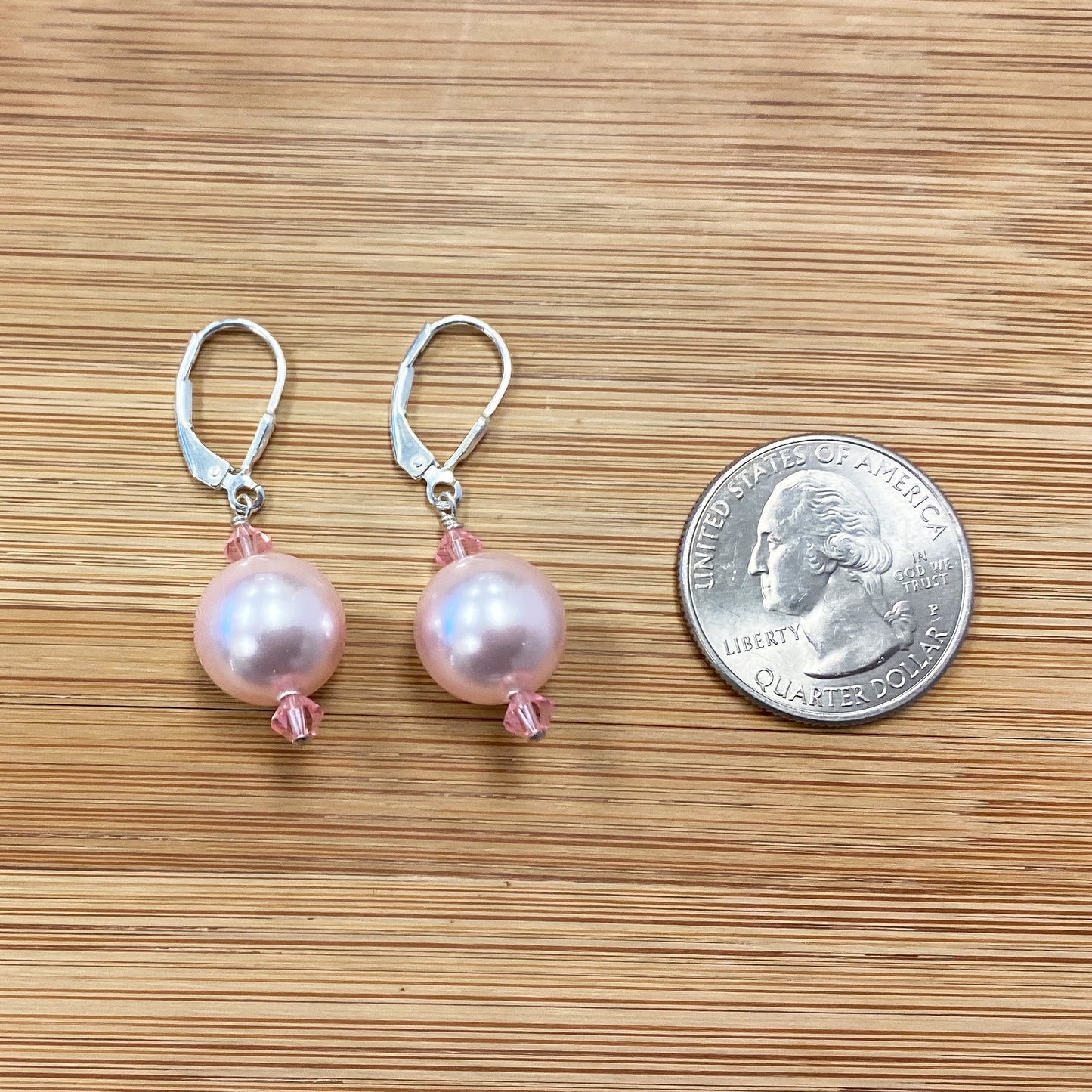 .925 Sterling Silver Drop Earrings with Pearl and Austrian Crystals