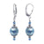 .925 Silver Drop Earrings with Faux Pearl and Bicone Austrian Crystals