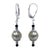 .925 Silver Drop Earrings with Faux Pearl and Bicone Austrian Crystals