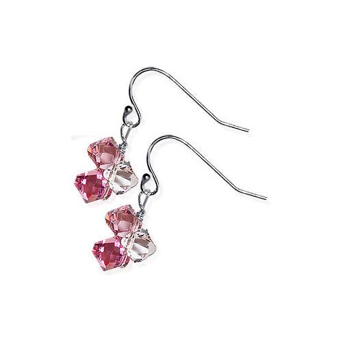 Bicone Shaped Austrian Crystals Handmade Sterling Silver Drop Earrings