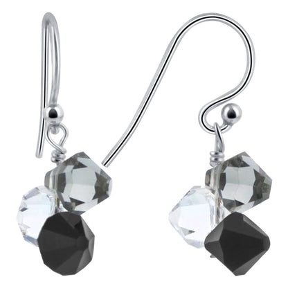 Bicone Shaped Austrian Crystals Handmade Sterling Silver Drop Earrings