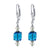 Handmade 925 Sterling Silver Leverback Drop Earrings with Faceted Cube and Bicone Austrian Crystals