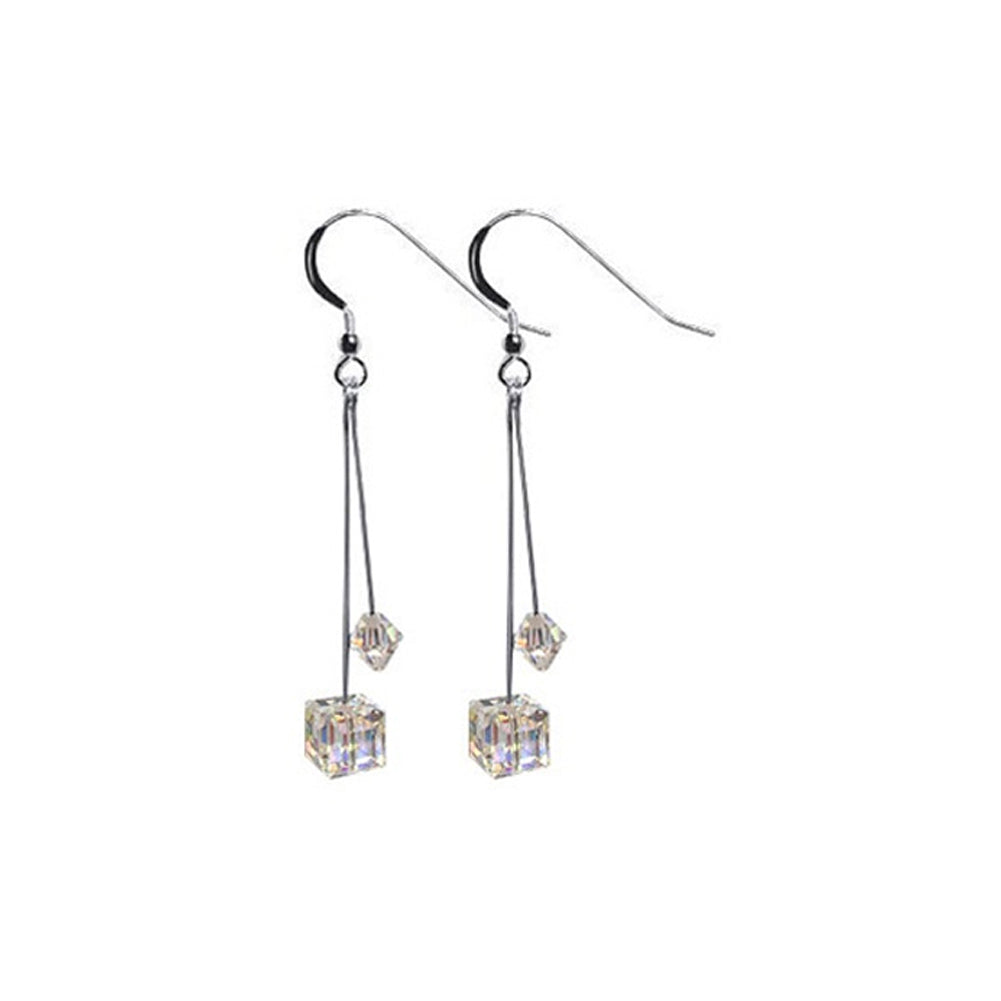 Austrian Crystals .925 Sterling Silver 2.5 inch Dangle Earrings