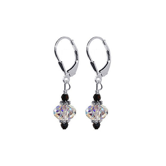 .925 Sterling Silver Leverback Drop Earrings with Austrian Crystals