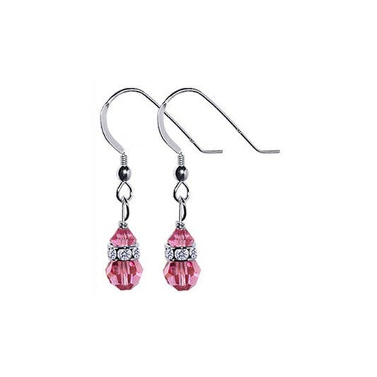 Austrian Crystals with Rondelle .925 Sterling Silver Drop Earrings