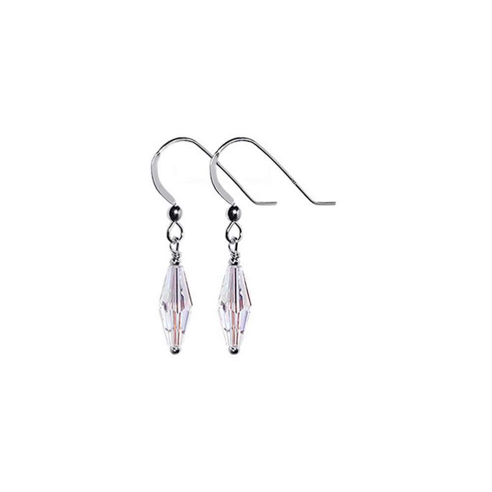 925 Sterling Silver Dangle Earrings with Polygon Shape Austrian Crystals