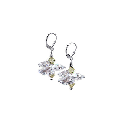 .925 Sterling Silver Drop Earrings with Multicolor Austrian Crystals Elegant Jewelry