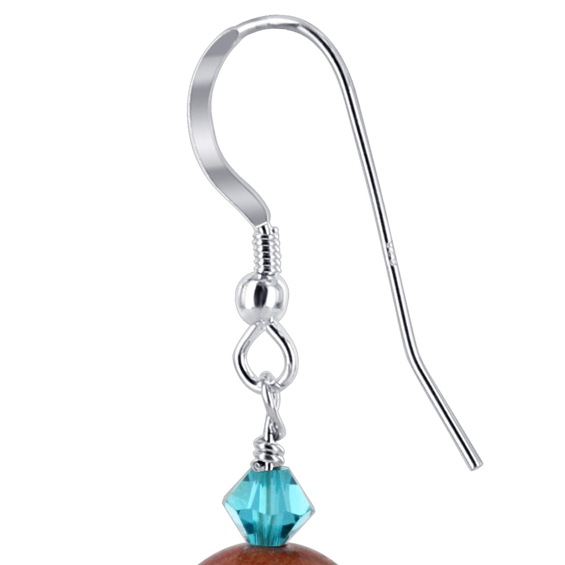Red Spongy Corals Austrian Crystals 925 Sterling Silver Drop Earrings 1.5 inch long - Gem Avenue
