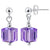 Handmade 925 Sterling Silver Drop Earrings with 6mm Cube Shape Austrian Crystals