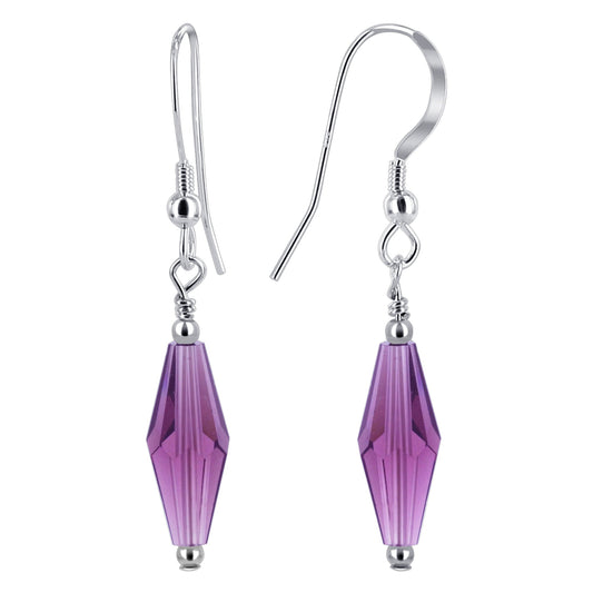 925 Sterling Silver Dangle Earrings with Polygon Shape Austrian Crystals
