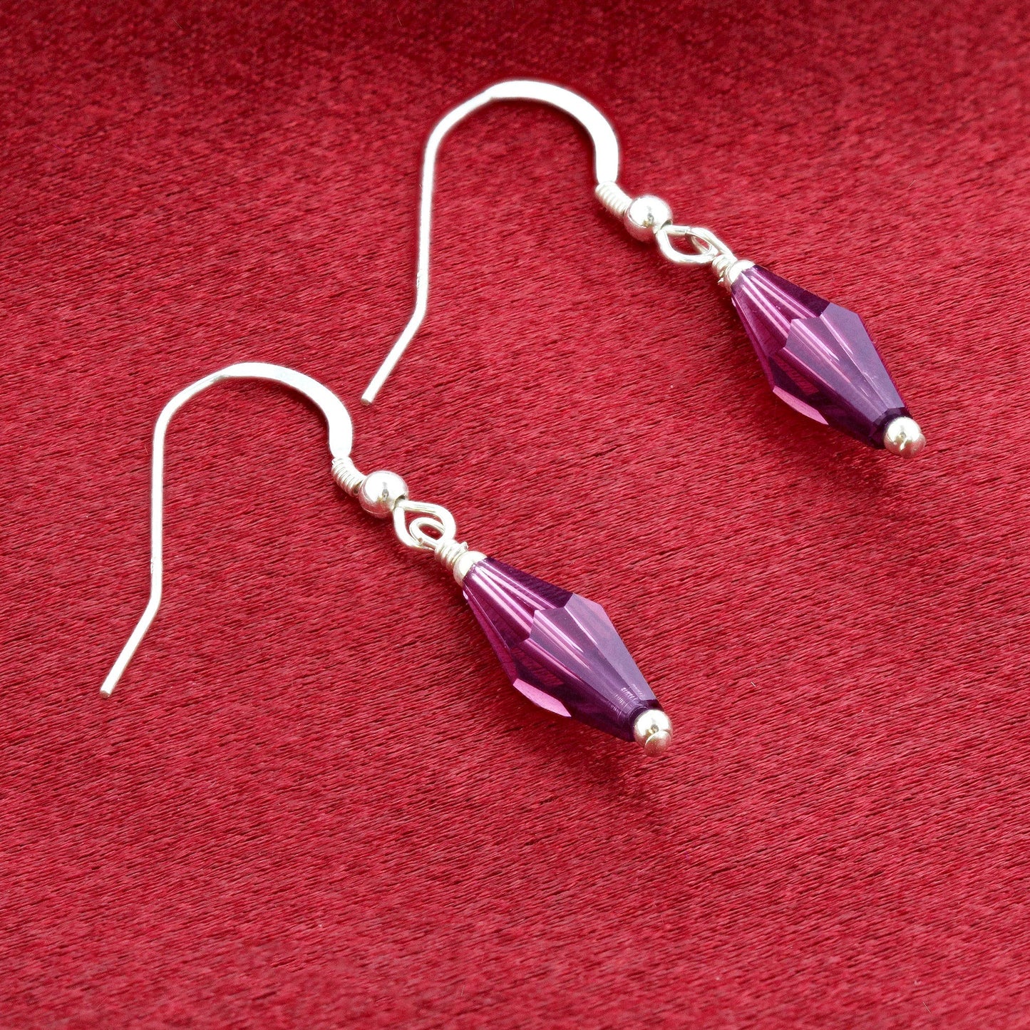 925 Sterling Silver Dangle Earrings with Polygon Shape Austrian Crystals