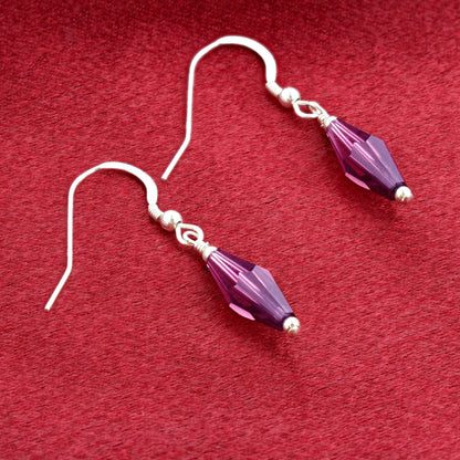 925 Sterling Silver Dangle Earrings with Polygon Shape Austrian Crystals