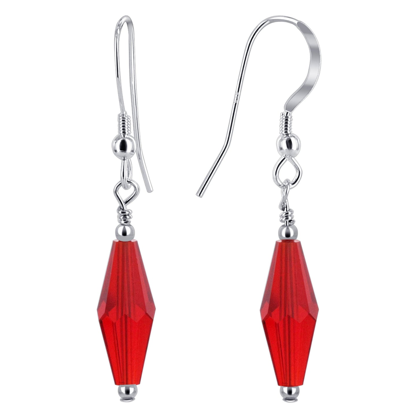 925 Sterling Silver Dangle Earrings with Polygon Shape Austrian Crystals