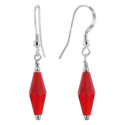 925 Sterling Silver Dangle Earrings with Polygon Shape Austrian Crystals