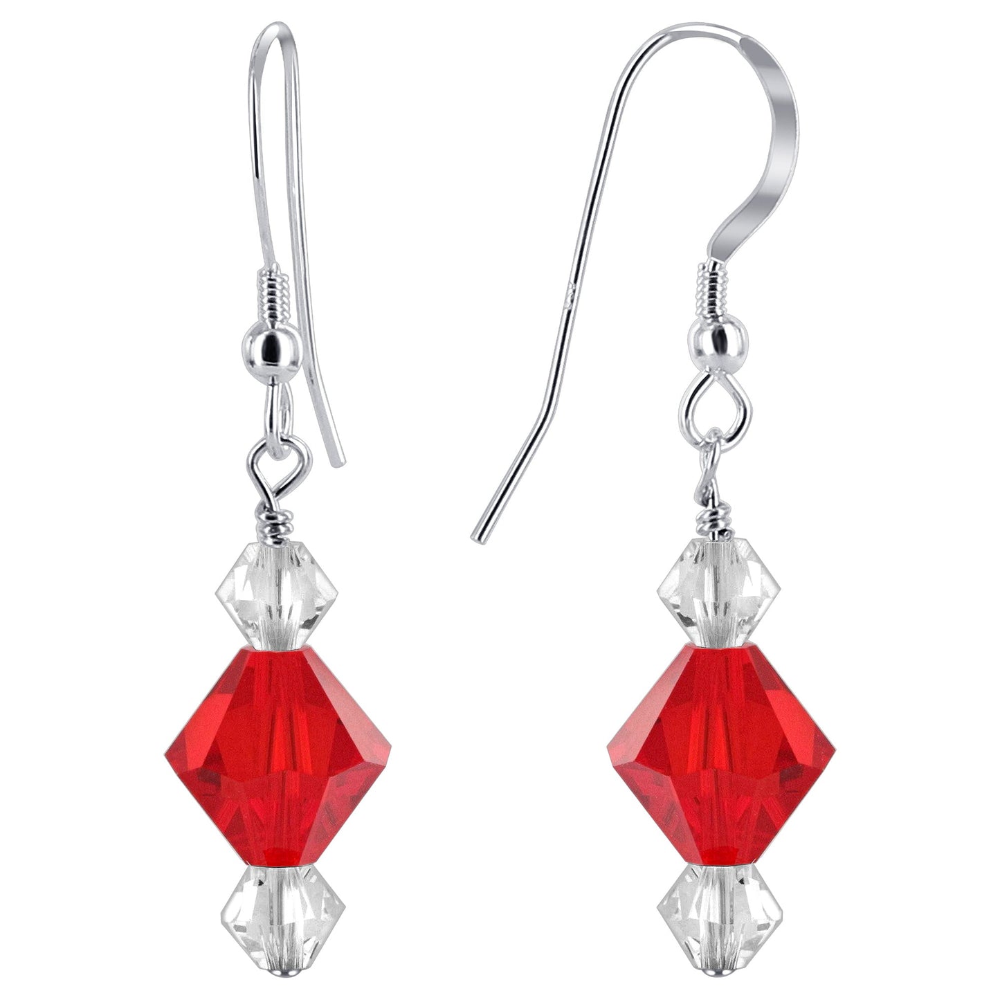 .925 Sterling Silver Handmade Drop Earrings with Austrian Crystal Bicones