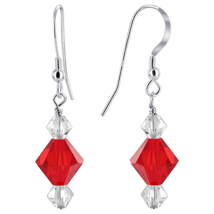 .925 Sterling Silver Handmade Drop Earrings with Austrian Crystal Bicones Elegant Jewelry