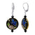 925 Sterling Silver Leverback Drop Earrings with Floral Cloisonné Bead and Austrian Crystals