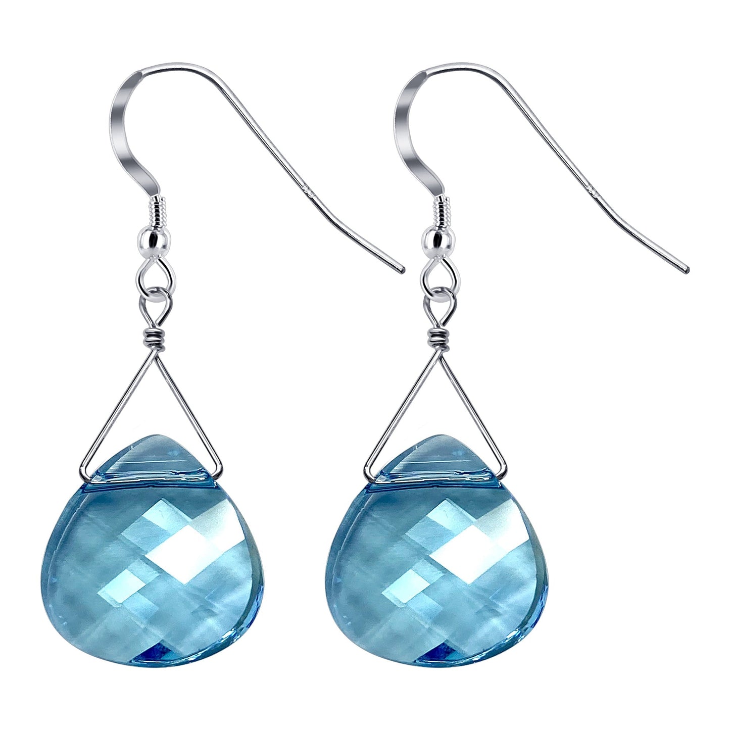 Teardrop Shape Austrian Crystal Handmade 925 Sterling Silver Drop Earrings