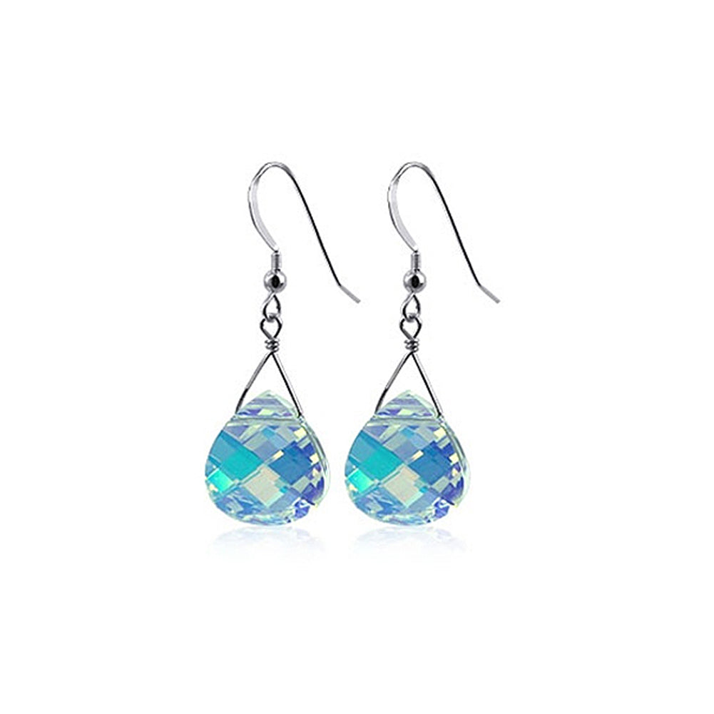 Teardrop Shape Austrian Crystal Handmade 925 Sterling Silver Drop Earrings