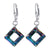 Square Shape Austrian Crystal Handmade 925 Sterling Silver Drop Earrings #GEG26