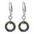 Donut Shape Austrian Crystal 925 Sterling Silver Drop Earrings #GEG27