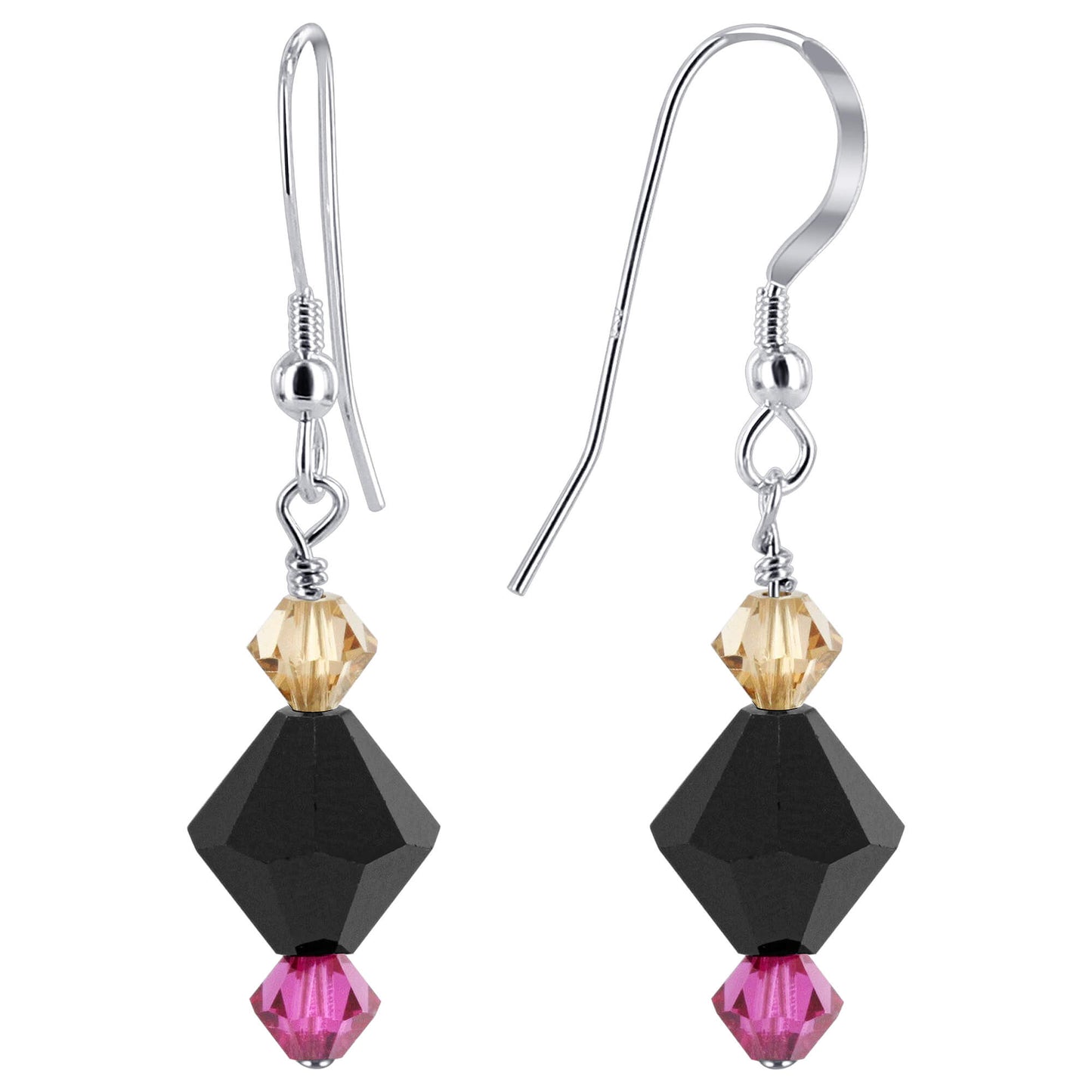 .925 Sterling Silver Handmade Drop Earrings with Austrian Crystal Bicones