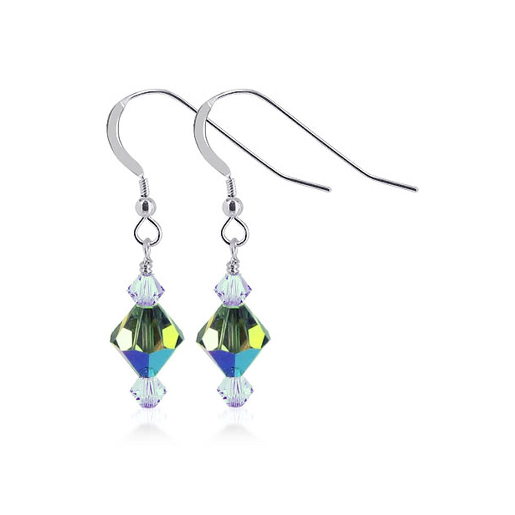 .925 Sterling Silver Handmade Drop Earrings with Austrian Crystal Bicones