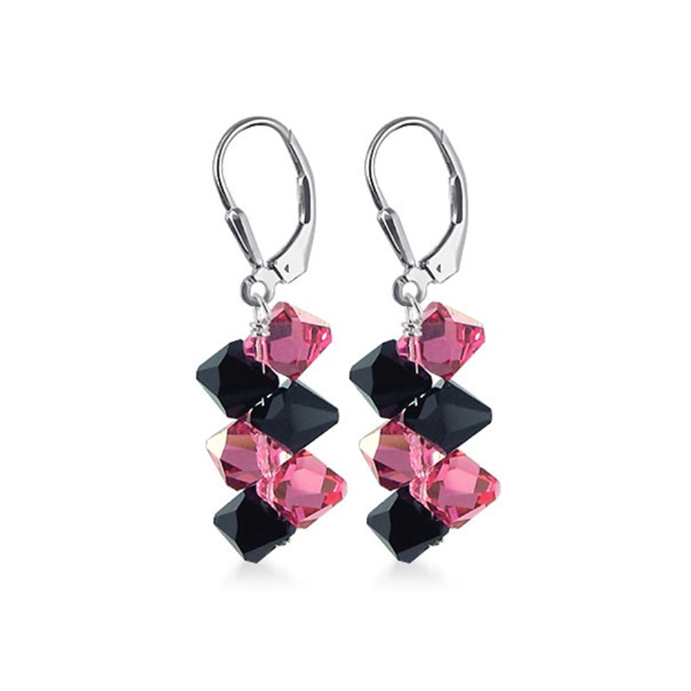 .925 Sterling Silver Leverback Dangle Earrings with Austrian Crystals Elegant Jewelry