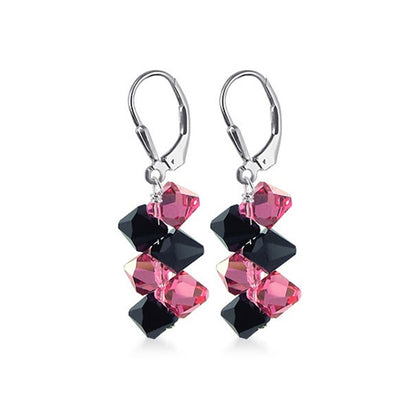 .925 Sterling Silver Leverback Dangle Earrings with Austrian Crystals Elegant Jewelry