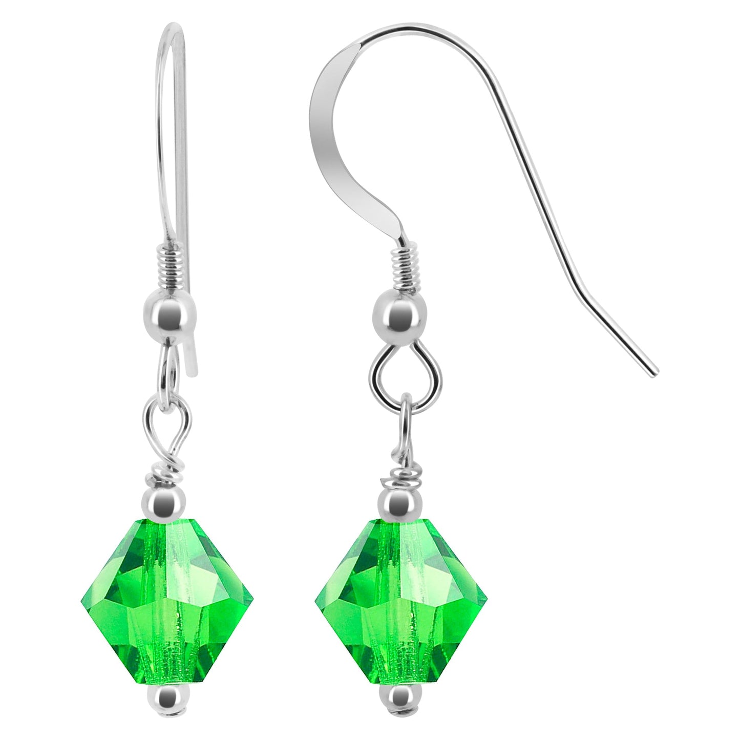 Handmade Drop Earrings with .925 Sterling Silver and Bicone Austrian Crystals