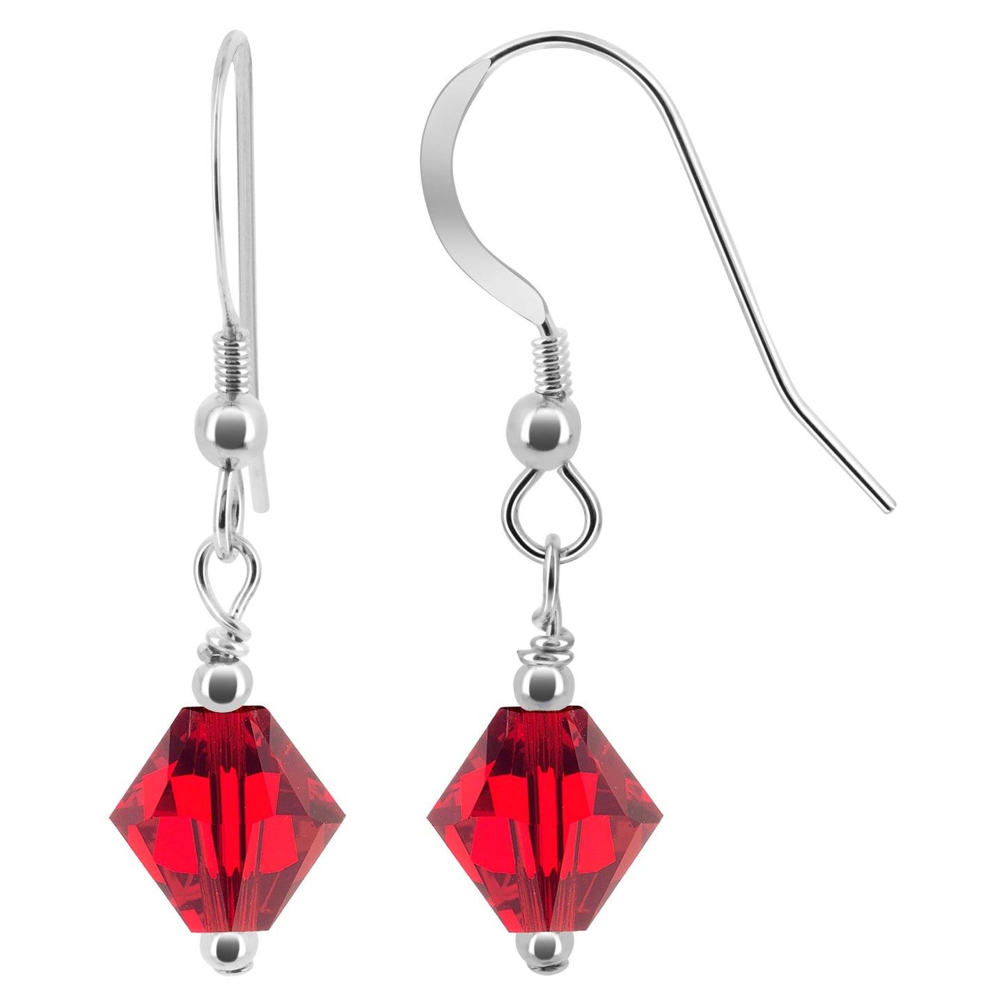 Handmade Drop Earrings with .925 Sterling Silver and Bicone Austrian Crystals