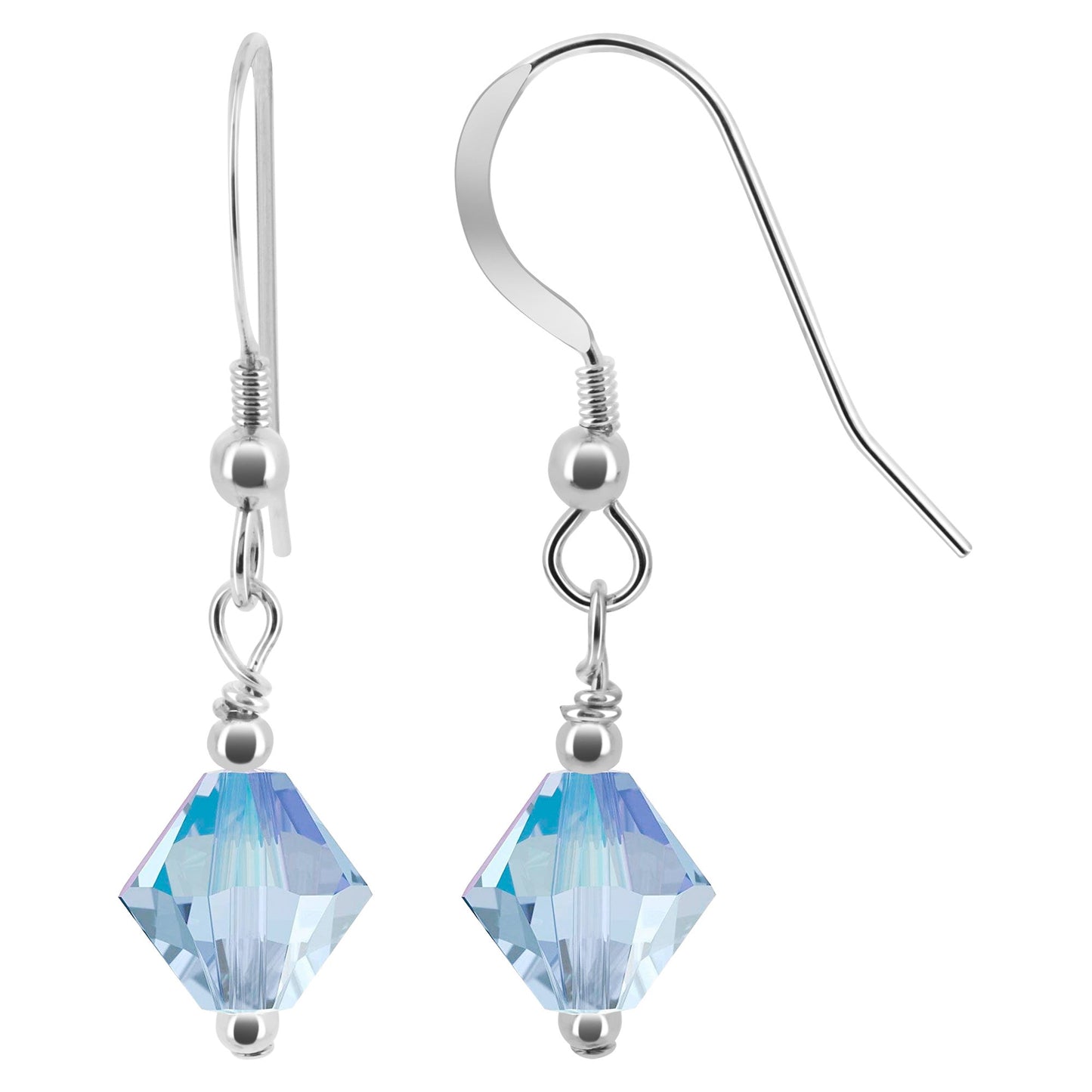 Handmade Drop Earrings with .925 Sterling Silver and Bicone Austrian Crystals