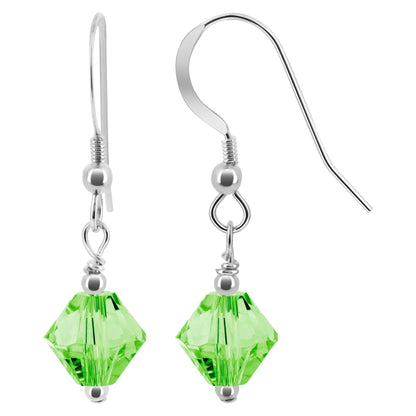 Handmade Drop Earrings .925 Sterling Silver with Sparkling Bicone Austrian Crystals