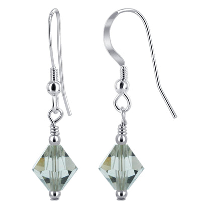 Handmade Drop Earrings .925 Sterling Silver with Sparkling Bicone Austrian Crystals