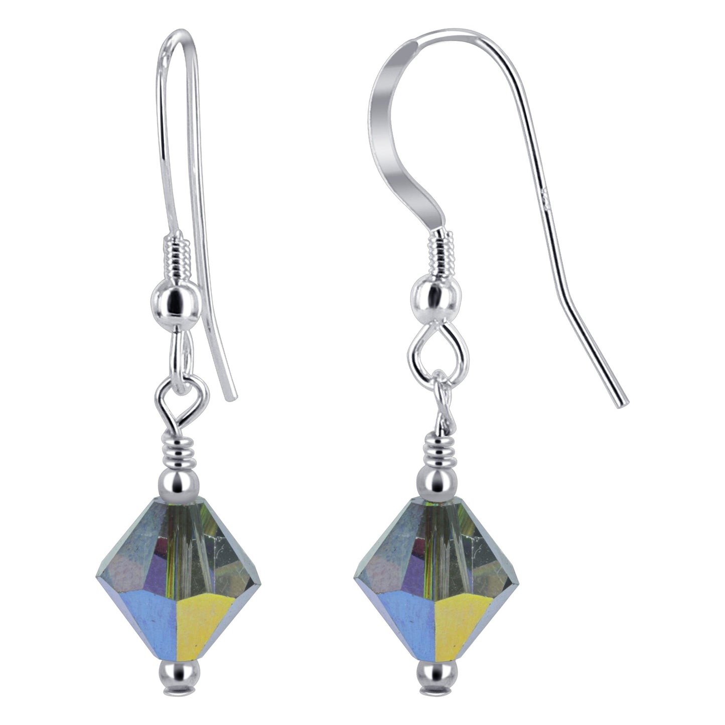 Handmade Drop Earrings with .925 Sterling Silver and Bicone Austrian Crystals