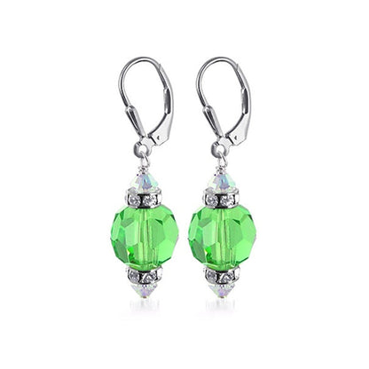 .925 Sterling Silver Drop Earrings with Austrian Crystals and Rondelle Accents