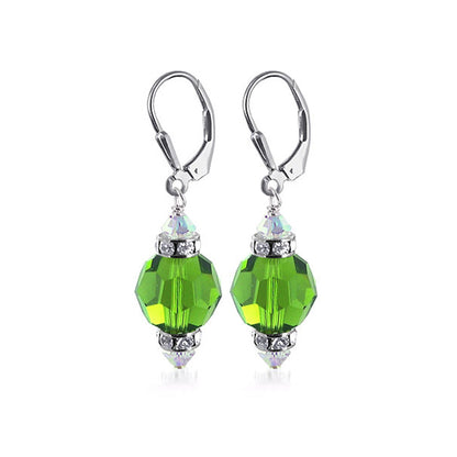 .925 Sterling Silver Drop Earrings with Austrian Crystals and Rondelle Accents
