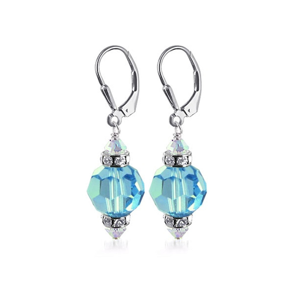 .925 Sterling Silver Drop Earrings with Austrian Crystals and Rondelle Accents