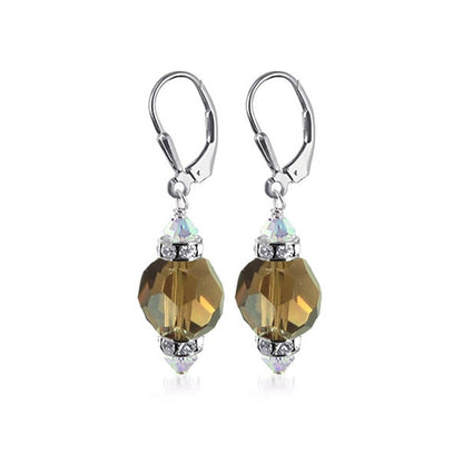 .925 Sterling Silver Drop Earrings with Austrian Crystals and Rondelle Accents