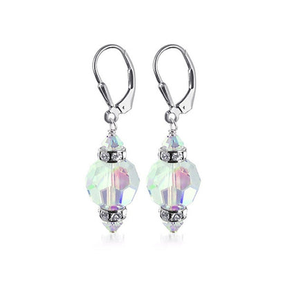 .925 Sterling Silver Drop Earrings with Austrian Crystals and Rondelle Accents