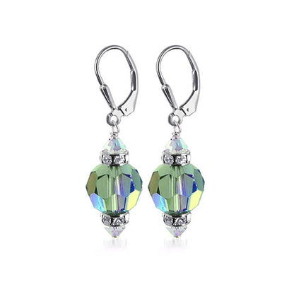 .925 Sterling Silver Drop Earrings with Austrian Crystals and Rondelle Accents