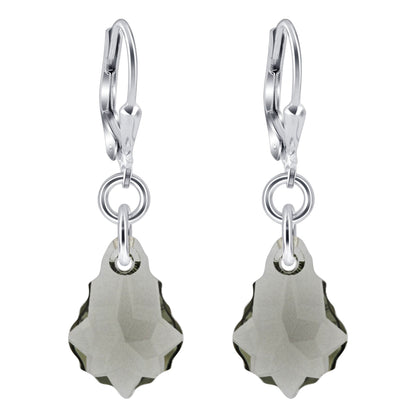 .925 Sterling Silver Drop Earrings with Baroque Shape Austrian Crystals