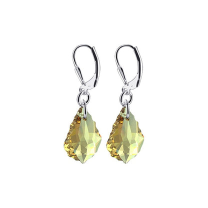 .925 Sterling Silver Drop Earrings with Baroque Shape Austrian Crystals