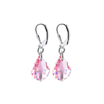 .925 Sterling Silver Drop Earrings with Baroque Shape Austrian Crystals